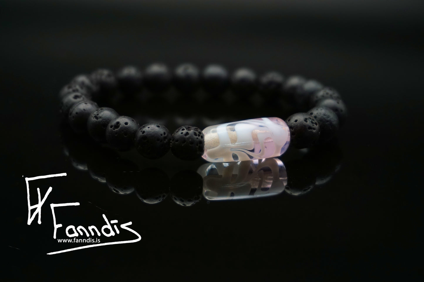 Vikinga gler og hraun armband (Gegnsætt) / Viking glass and lava bracelet (Transparent)