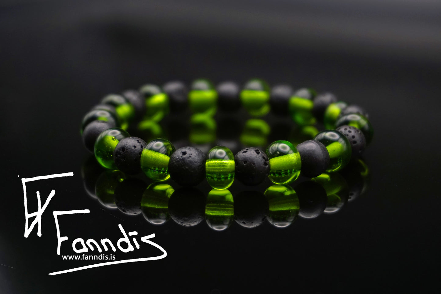 Gler og hraun armband / Glass and lava bracelet (transparent)