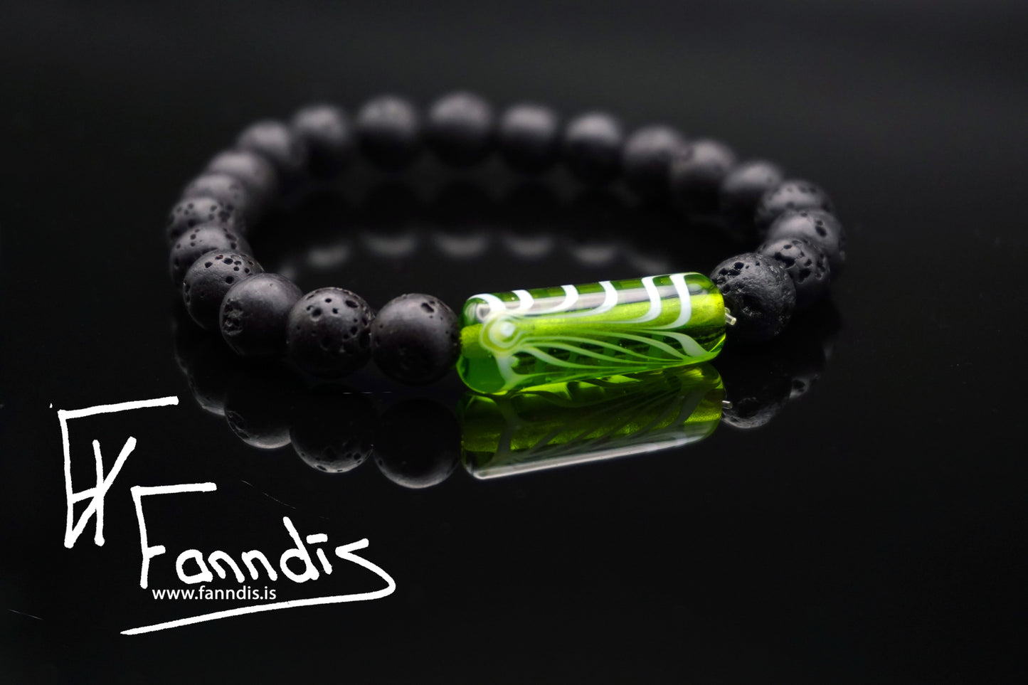 Vikinga gler og hraun armband (Gegnsætt) / Viking glass and lava bracelet (Transparent)