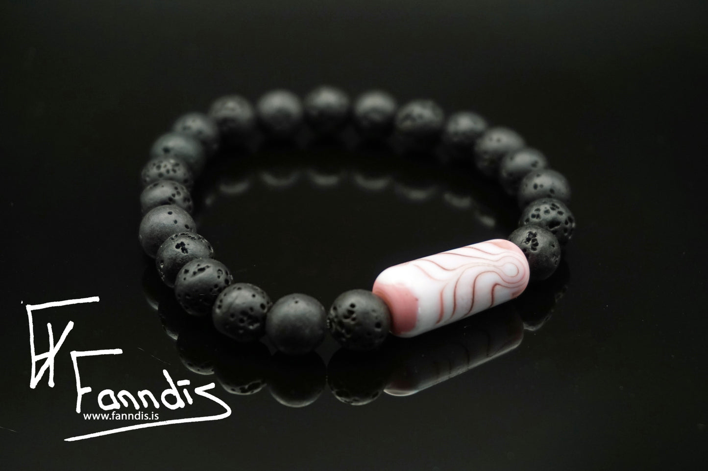 Vikinga gler og hraun armband (Ógegnsætt) / Viking glass and lava bracelet (Opaq)