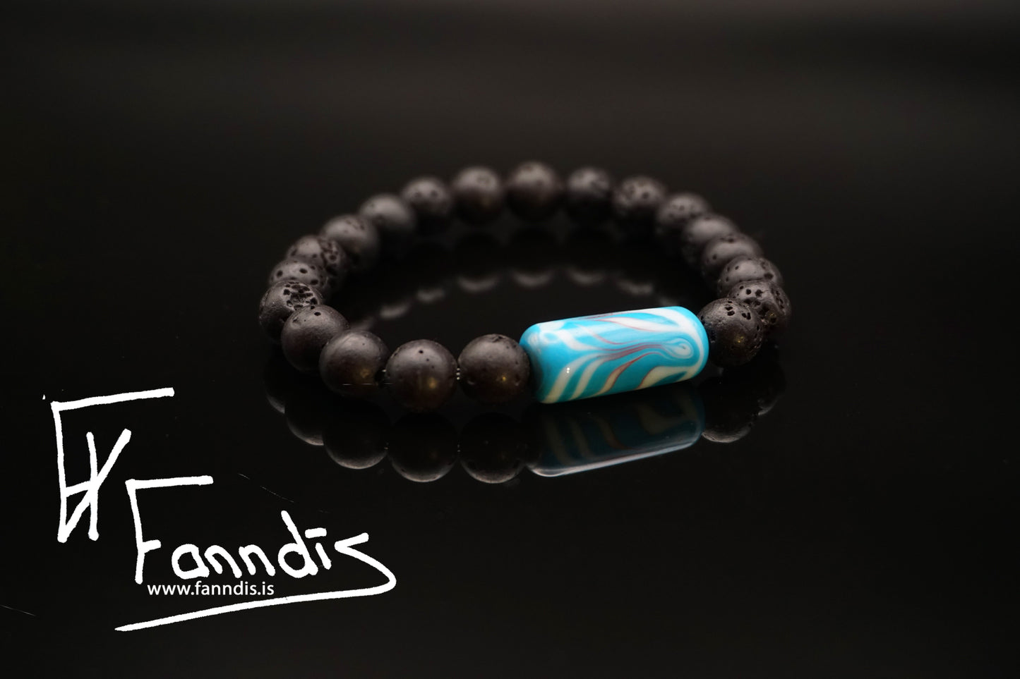 Vikinga gler og hraun armband (Ógegnsætt) / Viking glass and lava bracelet (Opaq)