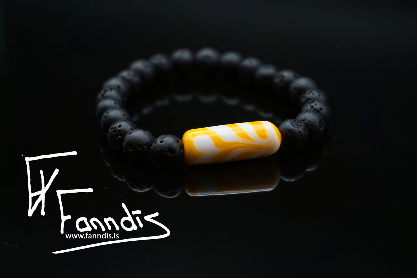 Vikinga gler og hraun armband (Ógegnsætt) / Viking glass and lava bracelet (Opaq)