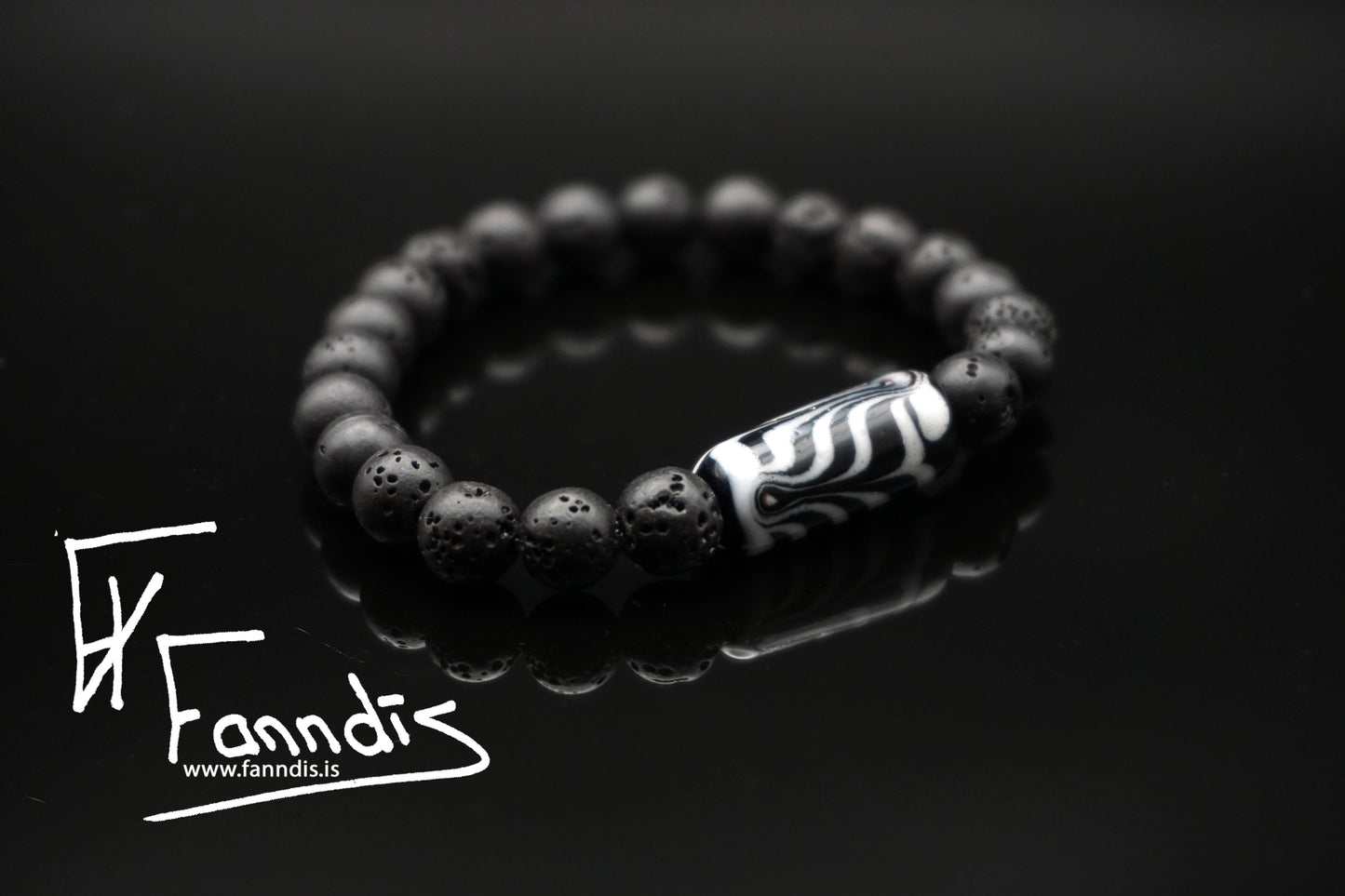 Vikinga gler og hraun armband (Ógegnsætt) / Viking glass and lava bracelet (Opaq)