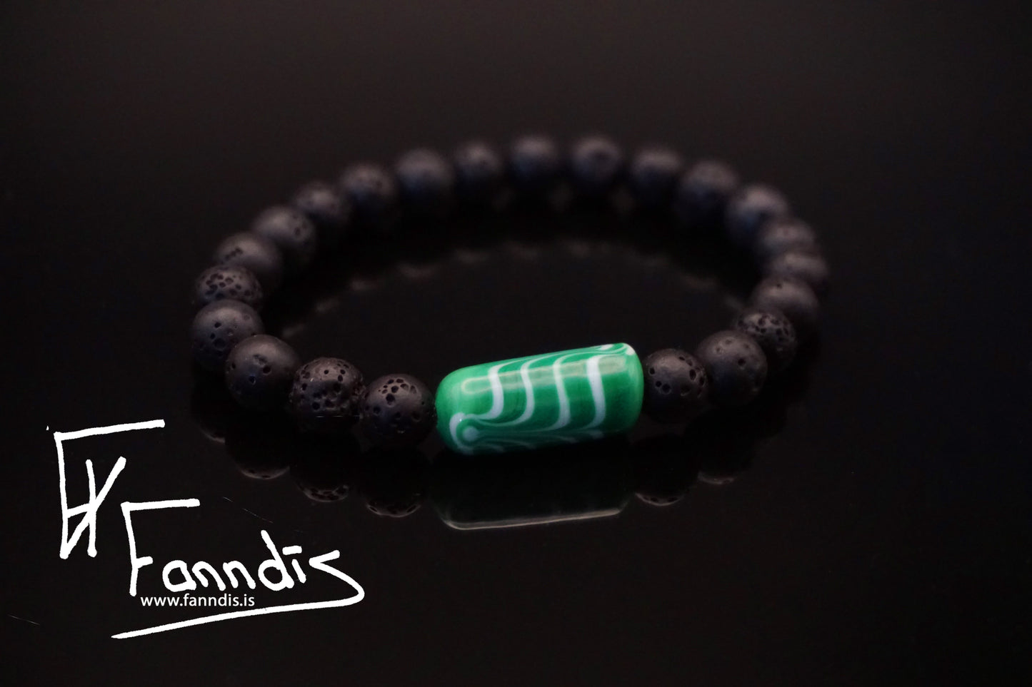 Vikinga gler og hraun armband (Ógegnsætt) / Viking glass and lava bracelet (Opaq)