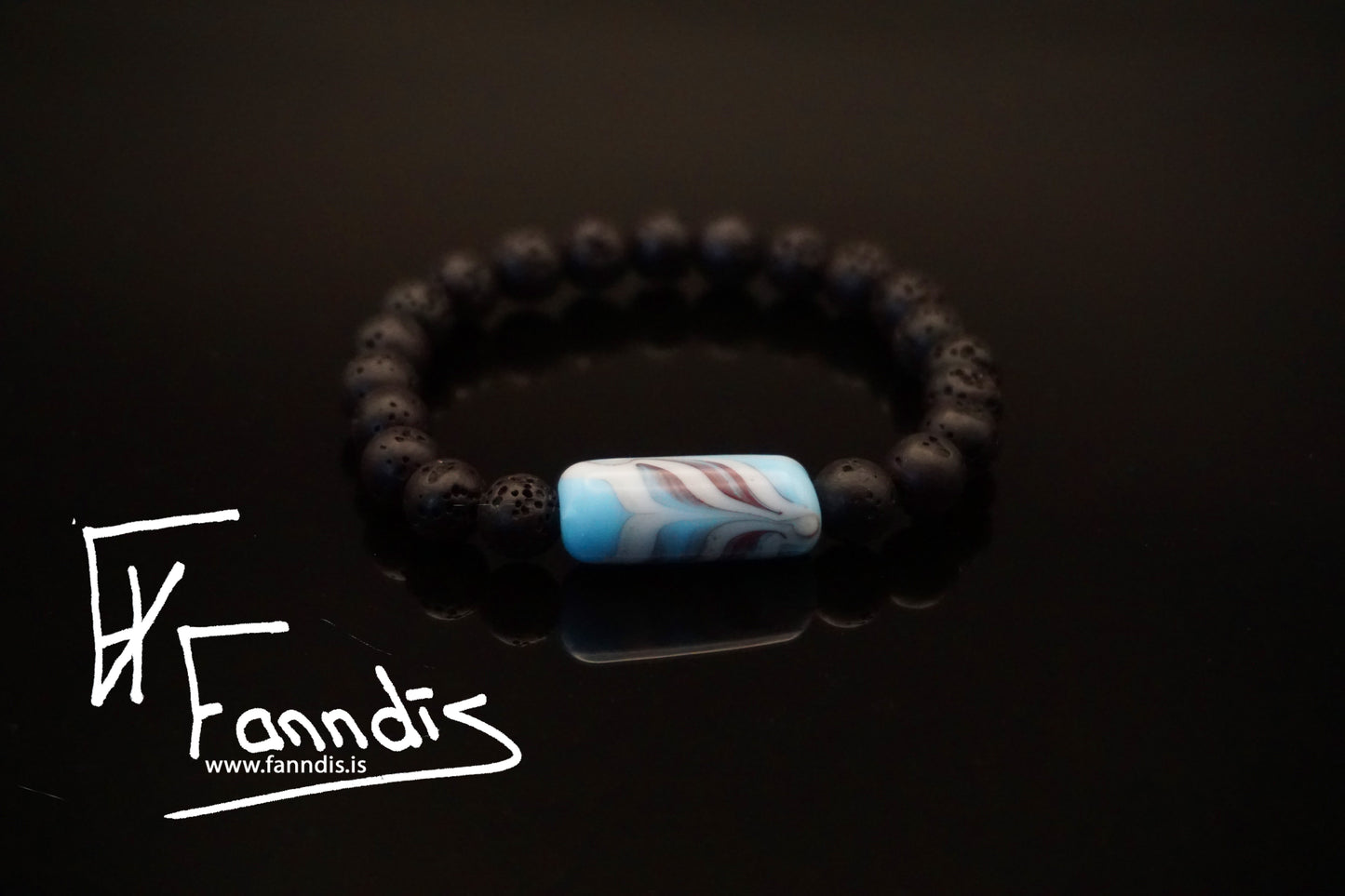 Vikinga gler og hraun armband (Ógegnsætt) / Viking glass and lava bracelet (Opaq)