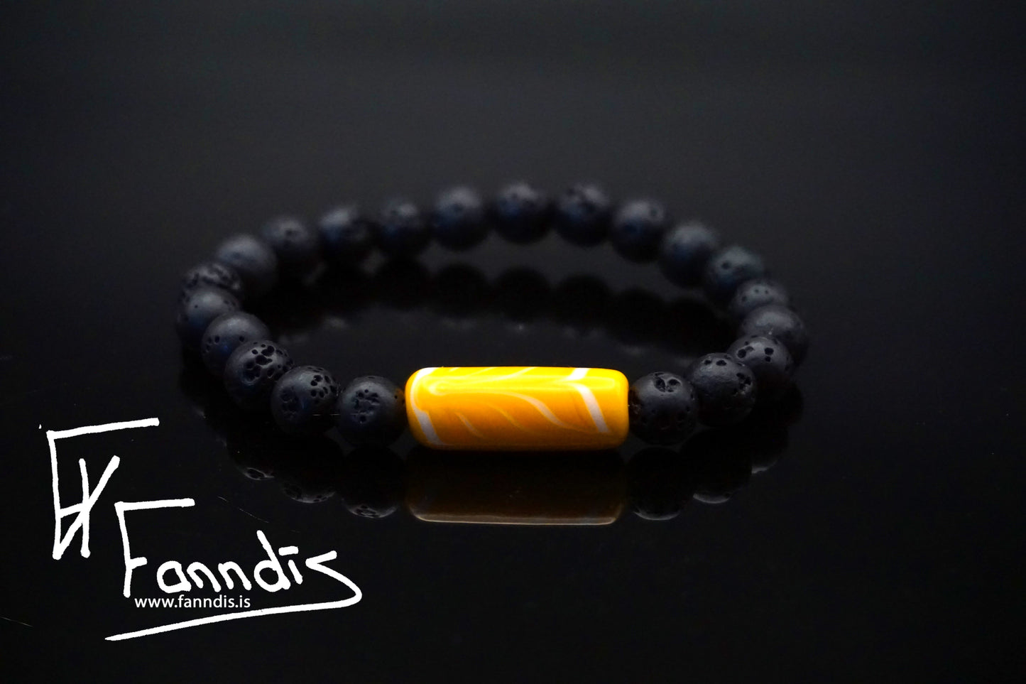 Vikinga gler og hraun armband (Ógegnsætt) / Viking glass and lava bracelet (Opaq)