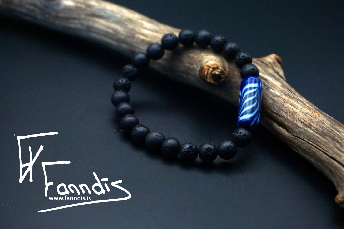 Vikinga gler og hraun armband (Ógegnsætt) / Viking glass and lava bracelet (Opaq)