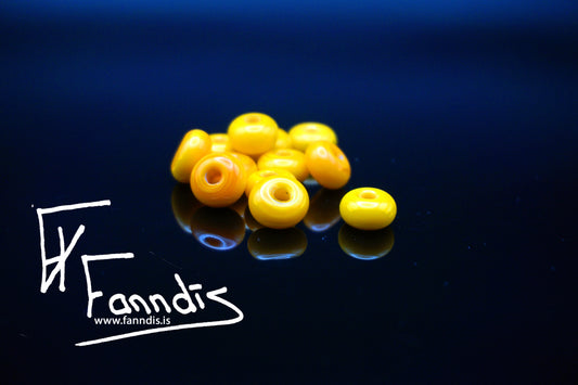 Glerperla Dökk Gulur / Glass bead Dark Yellow