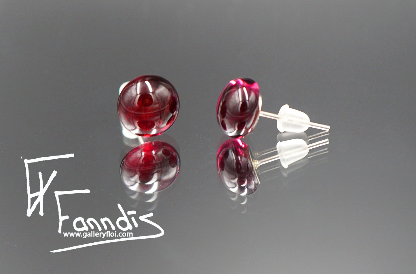 Einstök pinna eyrnalokkar Bleika daman / Unique stud earrings Pink Lady