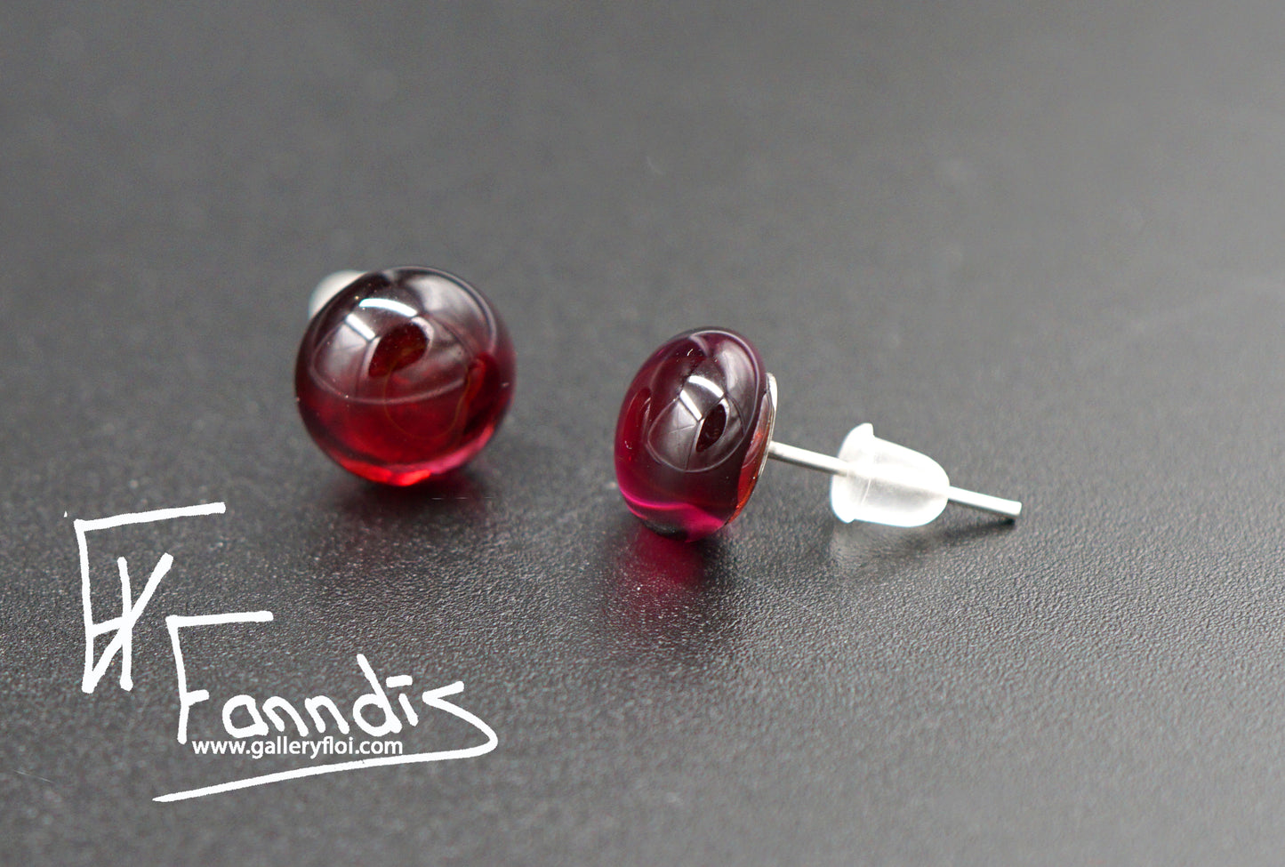 Einstök pinna eyrnalokkar Bleika daman / Unique stud earrings Pink Lady