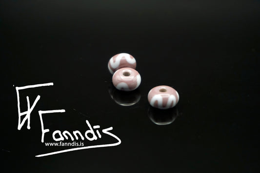 Glerperla Fjólublár með hvítri bylgjulínu / Glass bead Purple with white wavy line