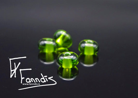 Glerperla Dökk Gænt Grass / Glass bead Dark Green Grass