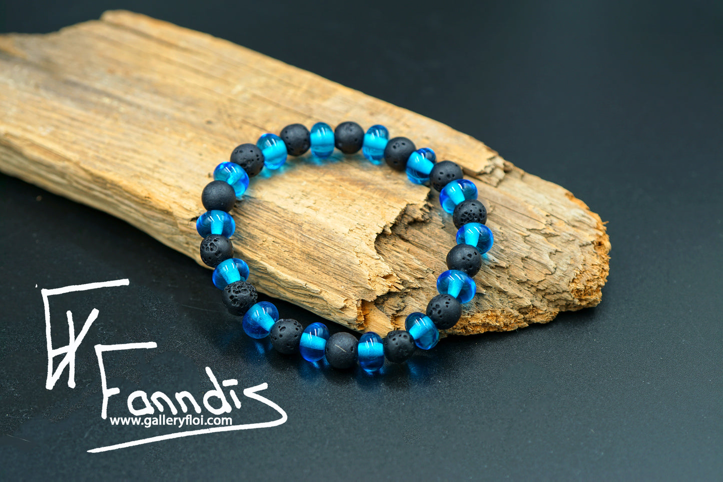 Armband Dökk Sæblár / Bracelet Dark Turquoise