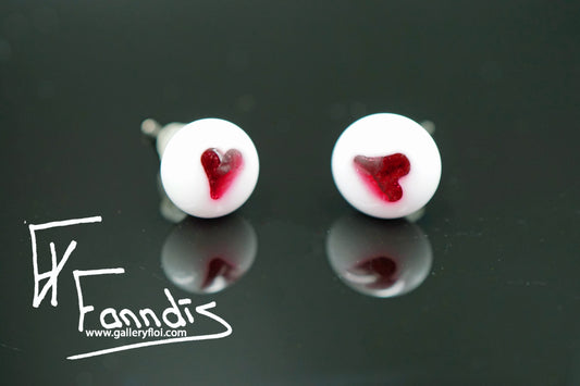 Einstök pinna eyrnalokkar hjarta bleik dama / Unique stud earrings heart pink lady