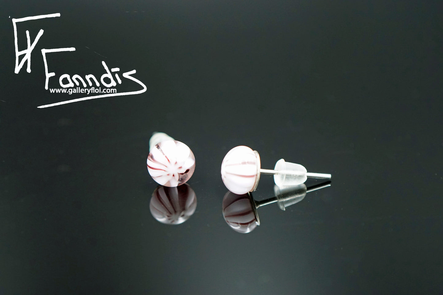 Einstök pinna eyrnalokkar lína rósakvars / Unique stud earrings line rose quartz