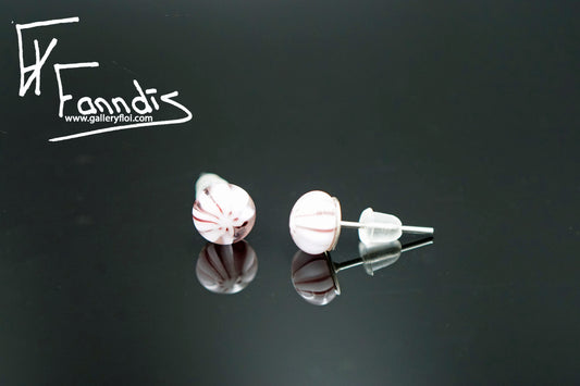 Einstök pinna eyrnalokkar lína rósakvars / Unique stud earrings line rose quartz