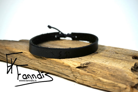 Leður armband með Víkinga rúnum / Leather bracelet with Viking runes