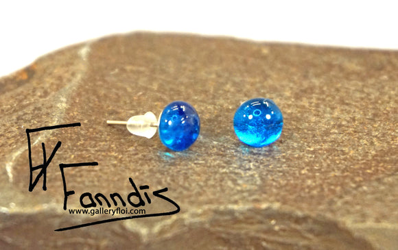 Einstök pinna eyrnalokkar Dökk Grænblár / Unique stud earrings Dark Turquoise