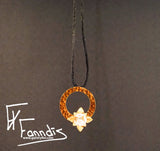 Blóm messing með rósakvars glerperlu / Flower brass with a rose quartz glass bead