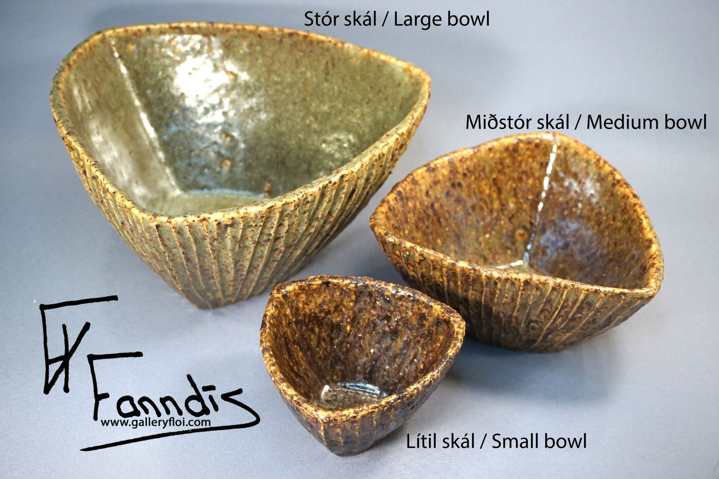 Flói skál með sandi úr Hvítá Stór / Flói bowl with sand from glacier river Hvítá Large (2,000 ml)
