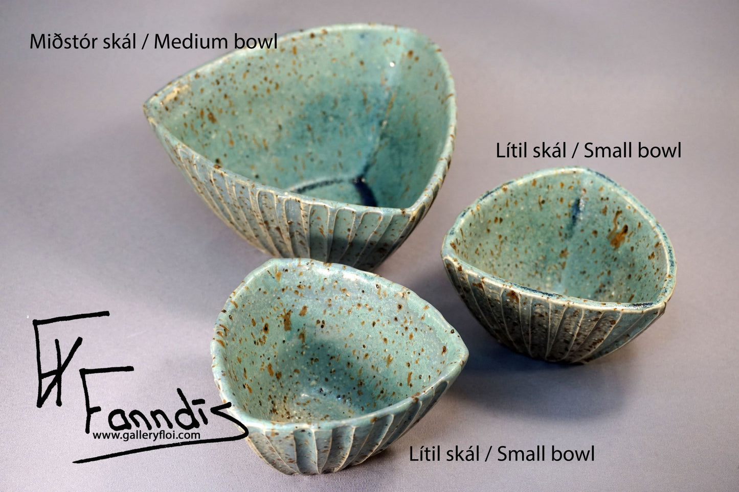 Flói skál með sandi úr Hvítá Miðstærð / Flói bowl with sand from glacier river Hvítá Medium (590 ml)